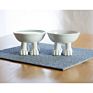 White Ceramic Raise Dog Bowl Holder