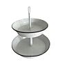 White Color Galvanized Metal Home Farmhouse Decor Display Stand 2 Tier Serving Tray