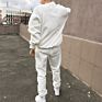 White Pile Pants Pullover Sweatsuit Tapered Track and Field Uniforms