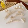 White Women Hair Clips Accessories Pearl Crystal Hair Claw for Girls