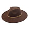 Wide Brim Fall Color Wool Felt Fedora Hats Cotton Polyester Dark Color Solid Plain Jazz Hat 9Cm 9.5Cm Brim