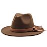 Wide Brimbeige Women Floppy Wooden Felt 15Cm Hats Jazzy Chapeau Fedora Hats with Logo