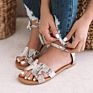 Woman European and American Sandals Flat Bottom Women's Button Slippers Sandals