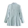 Woman Simple Plaid Blazers Office Lady Coat Double Breasted Loose Casual Jacket Spring Autumn Female Suits Coat