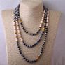 Women 8Mm Gold Metal Spacer Multi Crystal Glass Beads Knotted Long Necklace