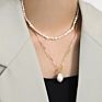 Women 925 Sterling Silver Baroque Fresh Water Freshwater Beaded Pearl Necklace Jewelry Collar De Perlas