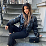 Women Black Pu Leather Coats Women Zipper Cotton Jackets Faux Leather Puffer Jack