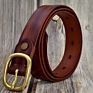 Women Buckle Full Grain Leather Ladies Slim Vintage Belt