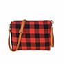 Women Canvas Buffalo Plaid Crossbody Shoulder Bag Wristlet Phone Clutch Bag