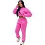 Women Clothes Sport Wear 2 Piece Set Loose Tracksuit Casual Long Sleeve Crop Top Hoodie Sweatshirt Sweat Sets