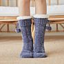 Women Cozy Fuzzy Christmas Floor Socks with Pompom for Adult Thicken Twisted Warm Velvet Fluffy Socks Sleep Bed Socks