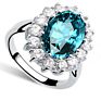 Women Fine Jewelry Multi Colors Crystal Blue Cubic Zircon Pendant Necklace Jewelry Sets