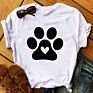 Women Fur Dog Paw Mom Print T Shirt Funny Animal Pet Lady Clothing Graphic Womens O-Neck Tops