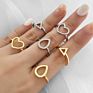 Women Gold Plated Rings Heart Triangle Pear Shape Rings Silver Ring