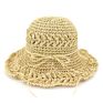 Women Hand-Crocheted Ladies Sun Visor Hat Girls Beach Straw Bucket Hats with Bowknot