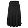 Women Ladies Plain Midi High Waist Casual Knee Length Swing Flared Skirt Dress