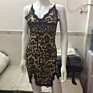 Women Nightclub Leopard Lace Stitching Suspender Dress