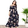 Women plus Size Dresses off Shoulder Flower Print Maxi Dresses