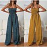 Women Polka Dot Jumpsuit High Waist Rompers Boho Yellow Spaghetti Strap Top Wide Leg Pants Female Jumpsuits Ladies