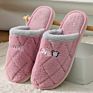 Women Slippers Embroidered Bear Rabbit Hair Couples Floor Slippers Keep Warm Cotton Slippers Furrly Slides for Men