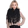 Women Solid Colour Warm Knit Loop Scarf with Fringe Tassel Infinity Scarf Cashmere Circle Collar