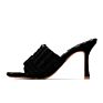 Women Towel Heels Square Toe Slip on Sandals High Heel Mules Shoes