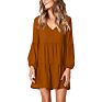 Women Tunic Dress V Neck Casual Loose Flow Swing Shift Dresses