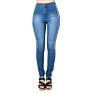 Women's Casual High Waist Stretch Skinny Jeans Side Stripe Denim Pants