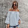Women's Lantern Long Sleeve off the Shoulder Swiss Dot Casual Tops Loose Blouses