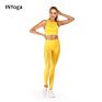 Women's Mesh Hollow Gym Sports Bra Seamless Set High Waist Yoga Suit