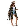 Women's Oversize Chiffon Shawl Wrap Sheer Kimono Beachwear Cover up with Floral Design