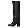 Women's Pu Leather Suede Block Chunky Heel Knee High Long Boots