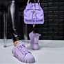 Women's Shoes round Toe Thick Bottom Lace-Up Canvas Shoes Large-Size Printing Casual Shoes