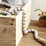 Wood Beads Garland with Tassels Farmhouse Rustic Wooden Prayer Bead String Wall Hanging Accent for Home Festival Decor.