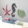 Wooden Decorations Gifts Home Decor Eastern Mediterranean Style Ornaments Resin Crafts Starfish Art Marine Green Conch Seahorse