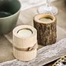 Wooden Stump Candle Holder Set Home Party Decor