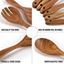 Wooden Utensils for Cooking - Non-Stick Soft Comfortable Grip Wooden Cooking Utensils - Smooth Teak Wooden Spoon Sets