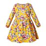 Woven Cotton Floral Print Kids Girls Dress Autumn Long Sleeve O-Neck Girls Wear Clothing