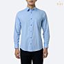 Yarn Dyed Formal Men Collar Shirts Small Checked in Blue Cotton Bamboo Dress Shirt from Vietnam Fiber