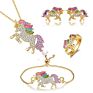 Yiding Design Jewelry Sets Fine Crystal Rhinestone Rainbow Color Unicorn Necklace Set with Earrings Bracelet Ring