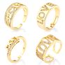 Yiwu Enamel Ice Out Diamond Square Love Moon Rings Gold Rings for Women Lovers Mom