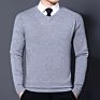 Youth Men's Autumn and Knitwear V-Neck Pullover Pure Color Casual Warm Sweater