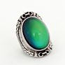 Antique Silver Plated Color Change Emotion Feeling Mood Oval Stone Ring