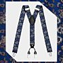 Brown Plaid Color Formal 6 Clips Braces Women Adjustable Polyester Suspenders