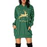 Christmas Hoodies Women Long Sleeve Sweatshirt Christmas Printed Pocket Women Sweatshirt Dress Hoodies