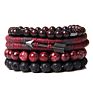 Jasper Stone Bracelet Handmade Silver Rhodochrosite Gemstone Bead Leather Wood Beads Bangle Leather Boho Bracelet