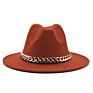 Womens's Hat Wide Brim Thick Gold Chain Band Classic Black Beige Felted Cap Panama Cowboy Jazz Men Caps Luxury Fedora Women Hats