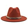 Womens's Hat Wide Brim Thick Gold Chain Band Classic Black Beige Felted Cap Panama Cowboy Jazz Men Caps Luxury Fedora Women Hats