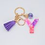 Cute English Letter Pendant Key Chains Ring Tassel Keyring Resin Acrylic Initial Car Handbag Keychain Holder Accessories Jewelry
