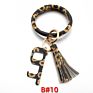 Pu Leather O Bracelet Bangle Key Chain Tassel Acrylic Door Opener Contactless Pendant Wristlet Leopard Print Tassels Key Ring